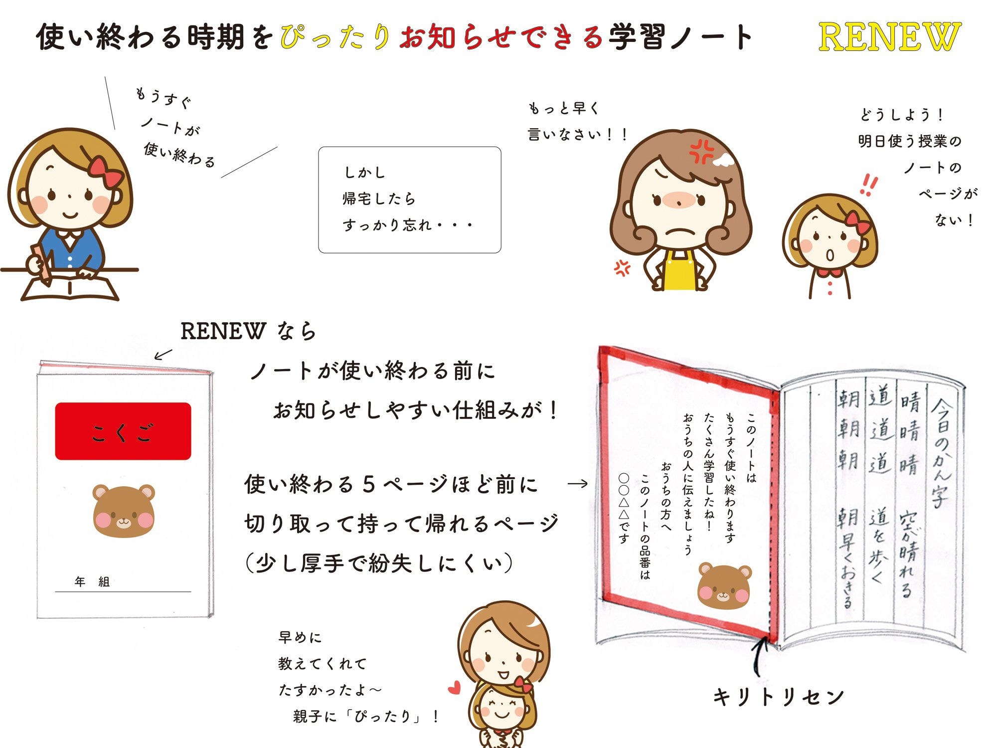 「使い終わる時期をぴったりお知らせできる学習ノート RENEW」 画像