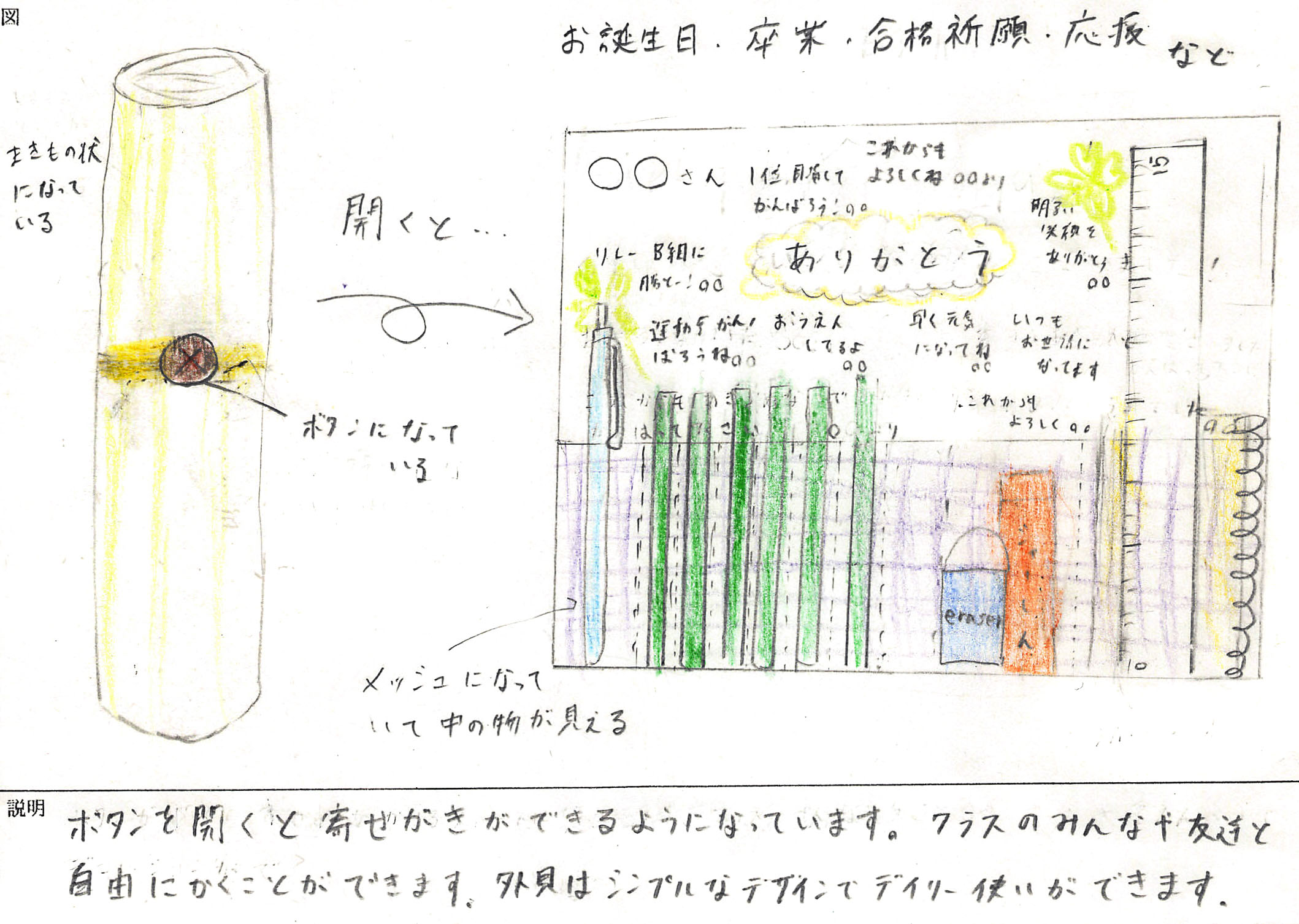 「思よ届け!寄せ書きペンケース」画像